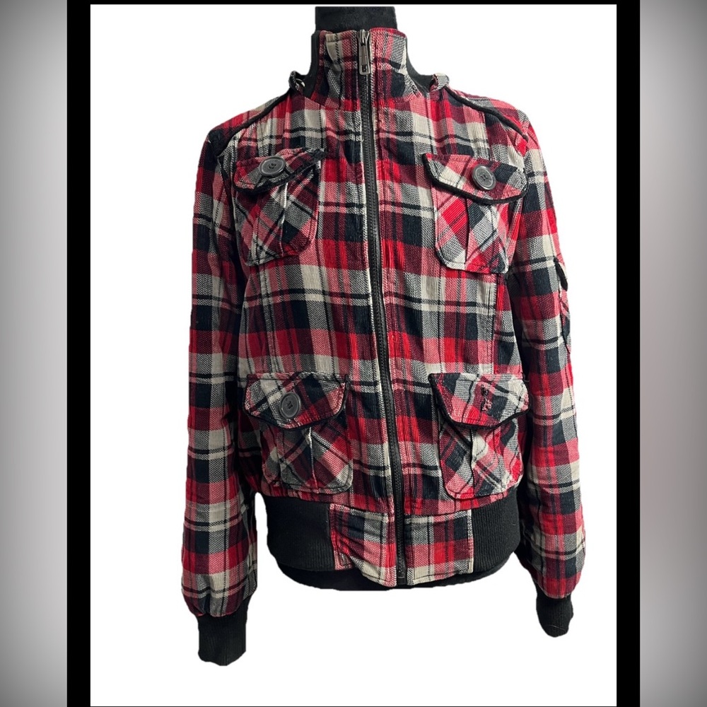 Dollhouse plaid corduroy pocketed jacket